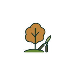 Tree trimming service icon for pruning and property safety